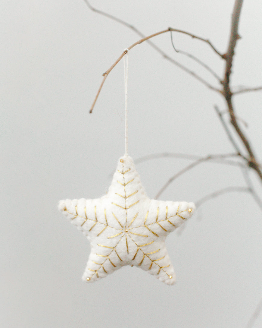 Embroidered Felt Star Ornament with sparkling sequins – Shop Tinibaybeez